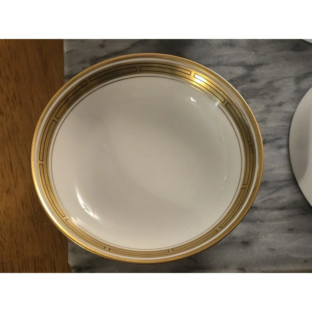 Antique Pickard China Gold Encrusted Greek Key Berry Bowls Set of 6 Haviland...